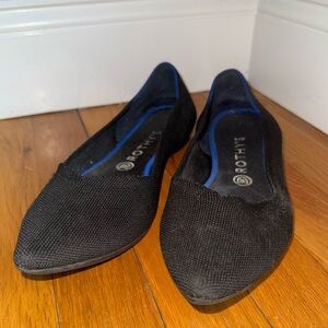 Rothy's Black Flats with Blue Trim